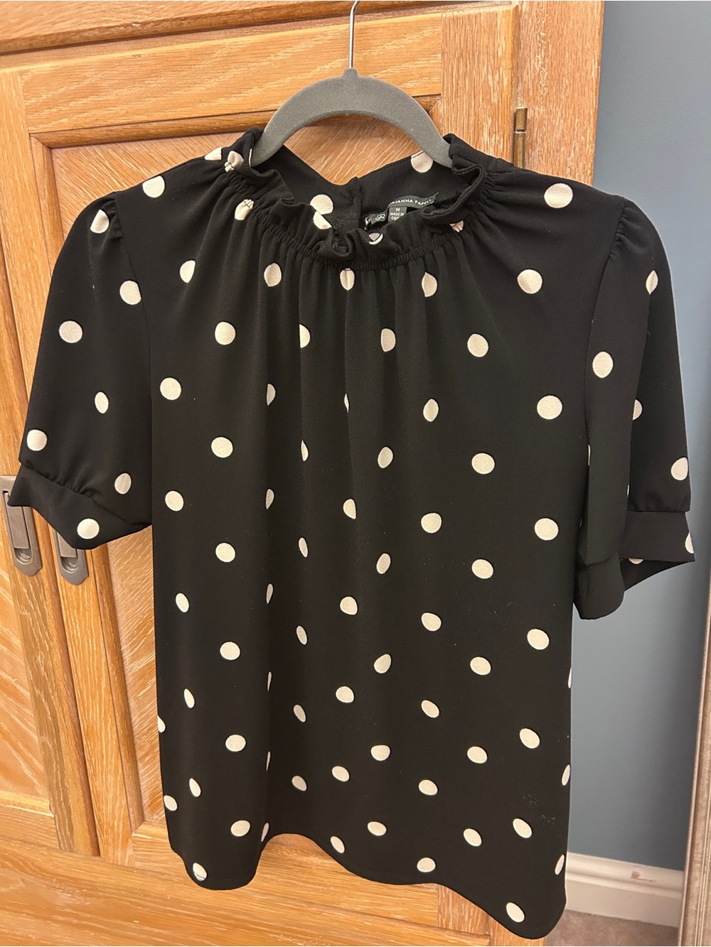 Adrianna Papell Black Dress with Cream Polka Dots